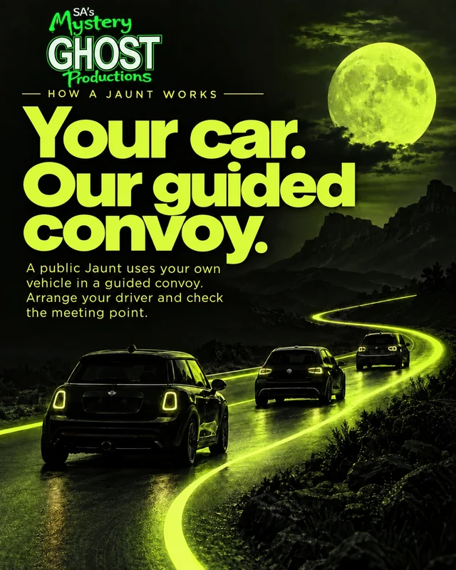 Promotional illustration of cars at night. Your car. Our guided convoy.