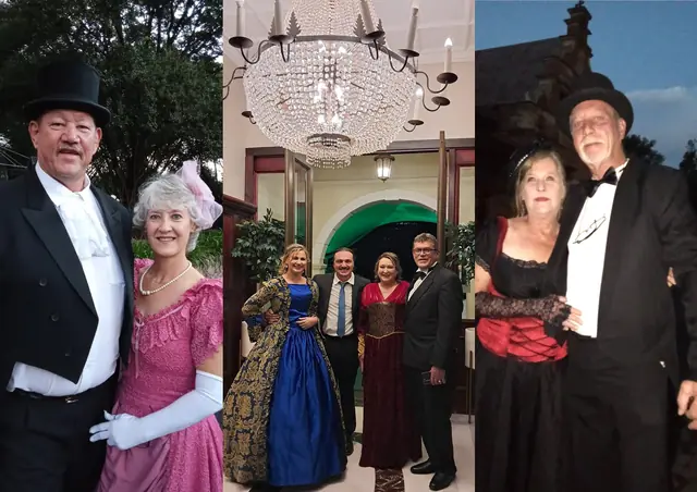 Three original photographs of guests dressed for a Ghost Dinner